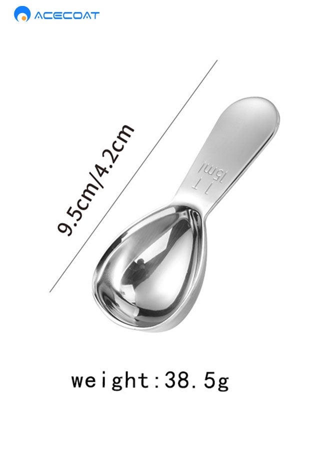 ACECOAT 18/8 Stainless Steel Coffee Scoop: 1 Tablespoon Metal Measuring Spoon, Short Handled Measure Scooper for Ground Coffee, Bean, Espresso, Powder, for Canister (Silver, 1Tbsp/15ml)  - Image 1