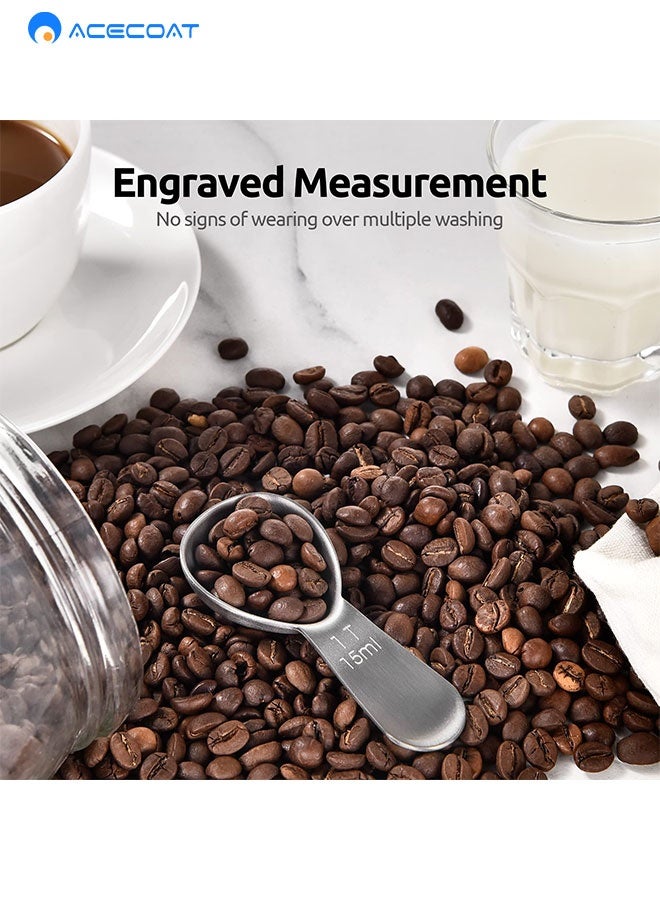 ACECOAT 18/8 Stainless Steel Coffee Scoop: 1 Tablespoon Metal Measuring Spoon, Short Handled Measure Scooper for Ground Coffee, Bean, Espresso, Powder, for Canister (Silver, 1Tbsp/15ml)  - Image 3