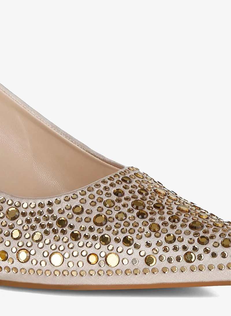 London Rag Beige Pointed Toe Rhinestone Slingbacks in Beige for Women | Best Price UAE