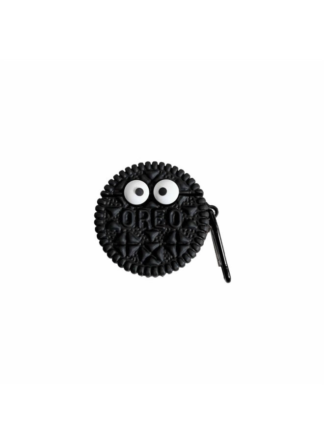 Generic - Small Eyes Biscuits Suitable For AirPods 4Th Generation Pro2 For Apple Bluetooth Wireless Headphone Cover 1/3Th Generation Silicone Shell Soft-Color:Black Eye Cookies + Hook-Applicable Models:Airpods 3 - Image 1