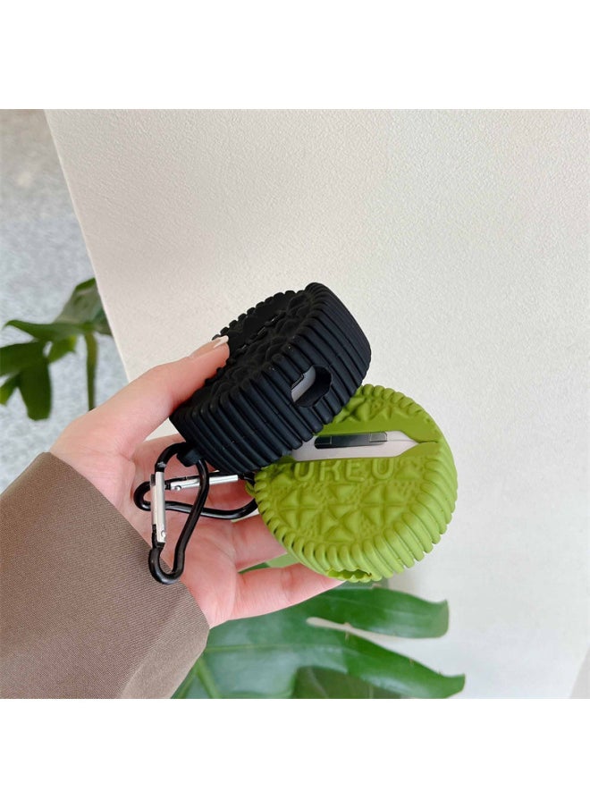 Generic - Small Eyes Biscuits Suitable For AirPods 4Th Generation Pro2 For Apple Bluetooth Wireless Headphone Cover 1/3Th Generation Silicone Shell Soft-Color:Black Eye Cookies + Hook-Applicable Models:Airpods 3 - Image 1