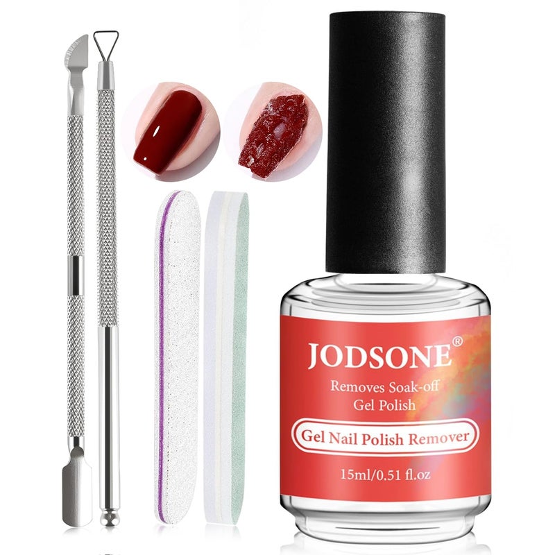 JODSONE Gel Nail Remover No Need Soaking or Wrapping for Quick And Easy Removal At Home with Cuticle Pusher and Nail File - Image 1