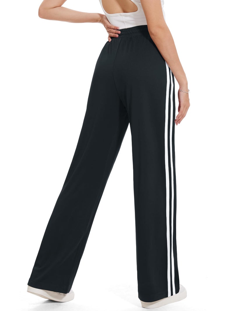 Tapata Women's 28" Inseam Petite Track Pants Loose Straight Leg Jogging Sweatpants Warm-Up Sports Athletic Running, Black, L - Image 2