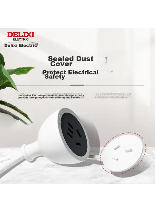 Delixi Power Socket Extension Cord/electric Wire Socket/extension Cord Socket For Electric Vehicle Charging/power Strip/power Bar 10a, 1 Meter Long Without Switch - Image 1