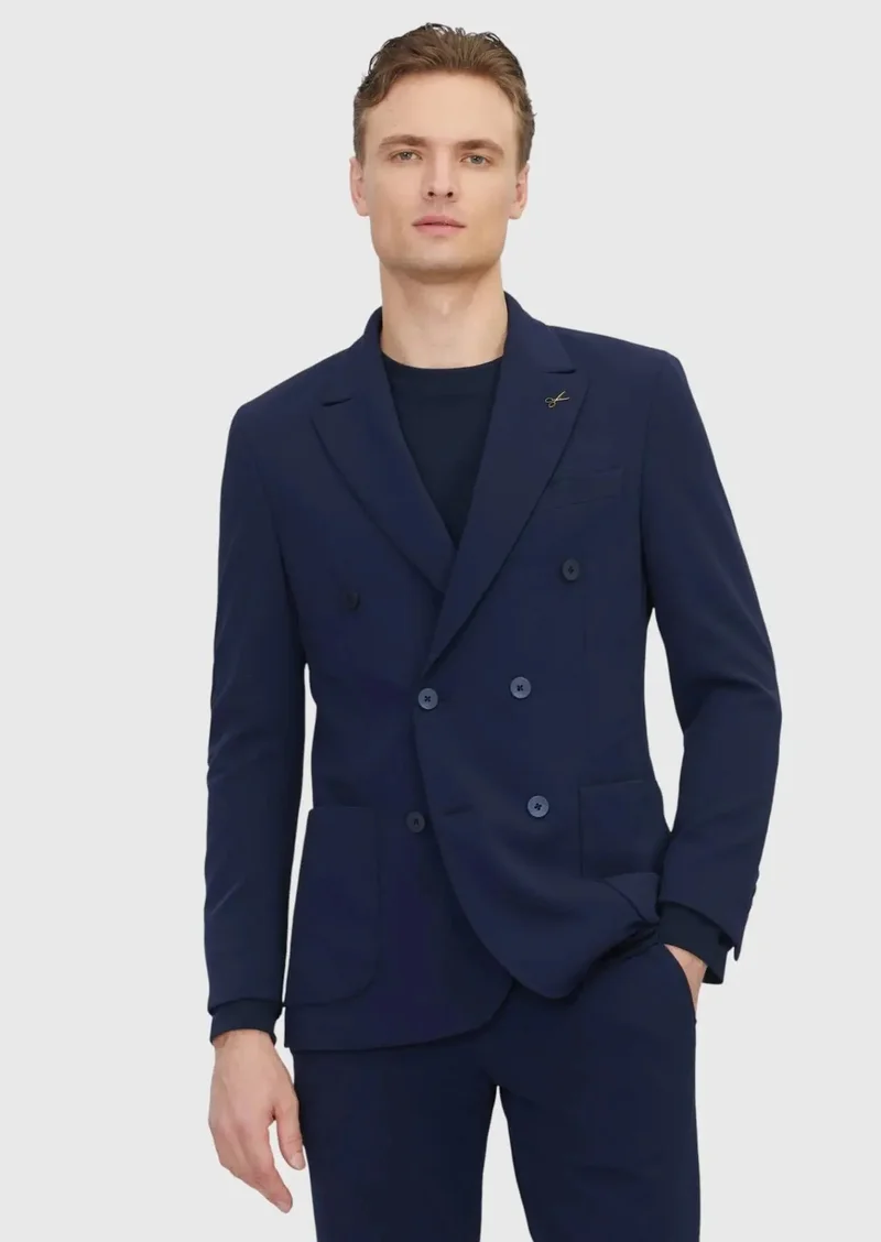 RAMSEY Navy Blue Plain Comfort Fit Suit