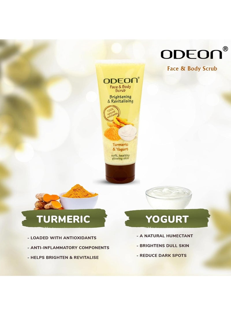 ODEON Face and Body Scrub 100ml (Turmeric and Yogurt) - Image 4