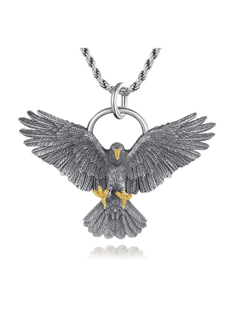 LATEEN Eagle Necklace for Women Men, Retro Black Eagle Animal Pendant Necklace Fashion Jewelry Gifts for Men Women - Image 1