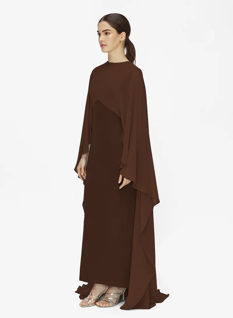CHASE  Draped Cascading Sleeves Maxi Dress for Women | Best Price UAE