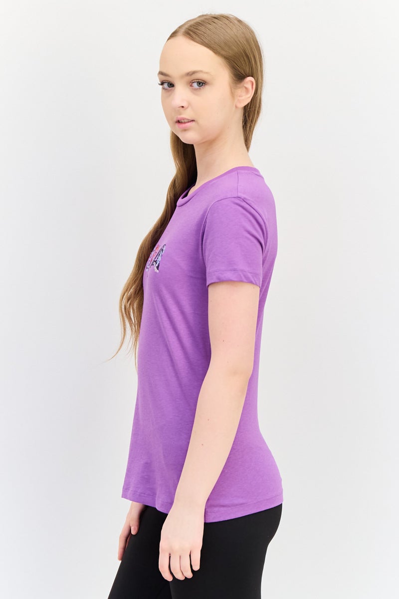 PUMA Women Sportswear Fit Short Sleeves Outdoor T-Shirt, Purple - Image 2