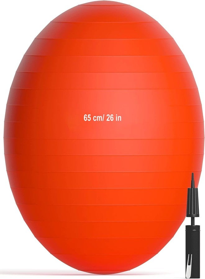 Miloll Exercise Ball Pilates Yoga Ball Anti-Burst and Slip Resistant - for Fitness, Pregnancy, Stability, Balance, Core Workout - Red Training Ball w/Pump for Home Office Gym (Red) - Image 1