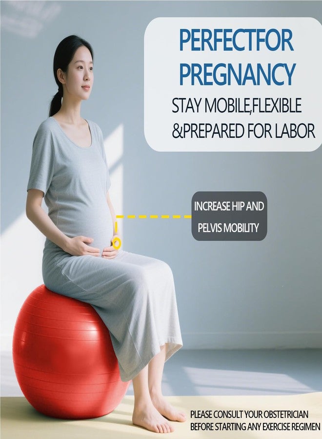 Miloll Exercise Ball Pilates Yoga Ball Anti-Burst and Slip Resistant - for Fitness, Pregnancy, Stability, Balance, Core Workout - Red Training Ball w/Pump for Home Office Gym (Red) - Image 3