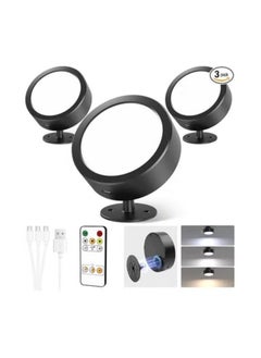 EZVALO EZVALO LED Wall Mounted Lights, 5500mAh Rechargeable Wall Sconces Lamp, 3 Color Temps & Remote and Touch Control, 360°Rotation Dimmable Cordless Wall Light for Bedroom Reading Study Bedside (3 Pack)  - Image 1