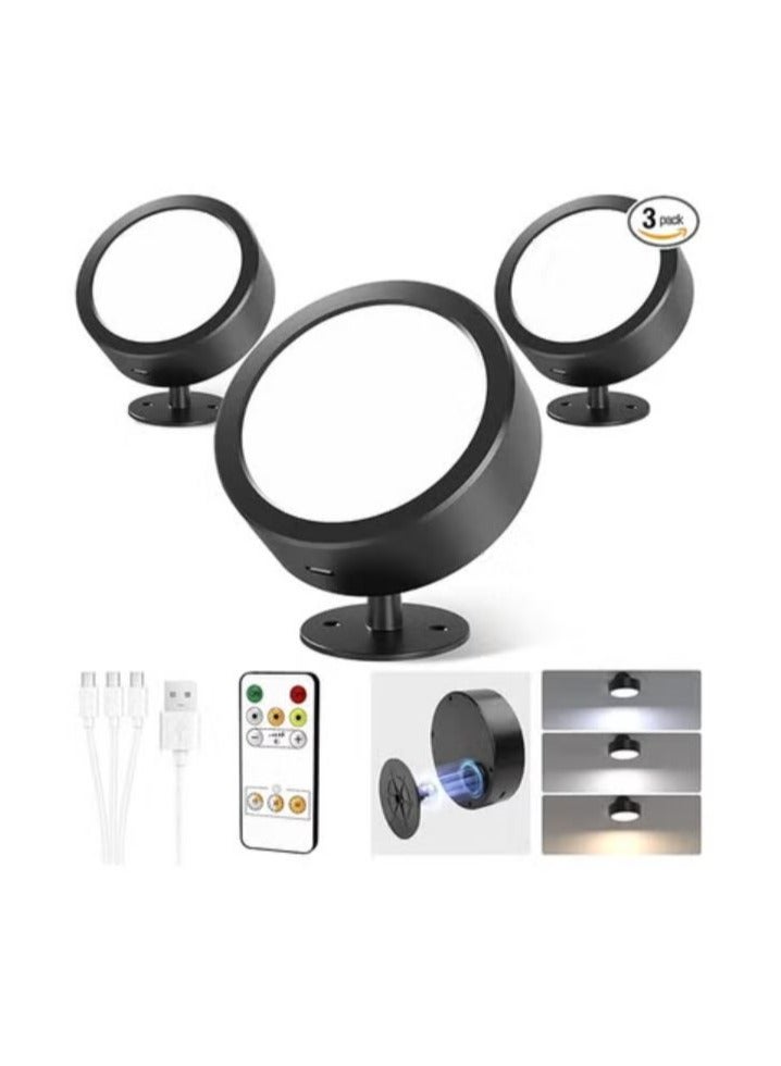 EZVALO LED Wall Mounted Lights, 5500mAh Rechargeable Wall Sconces Lamp, 3 Color Temps & Remote and Touch Control, 360°Rotation Dimmable Cordless Wall Light for Bedroom Reading Study Bedside (3 Pack) - Image 1