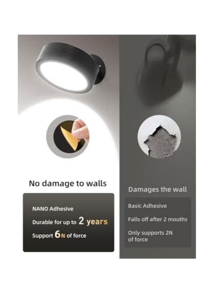 EZVALO LED Wall Mounted Lights, 5500mAh Rechargeable Wall Sconces Lamp, 3 Color Temps & Remote and Touch Control, 360°Rotation Dimmable Cordless Wall Light for Bedroom Reading Study Bedside (3 Pack) - Image 3