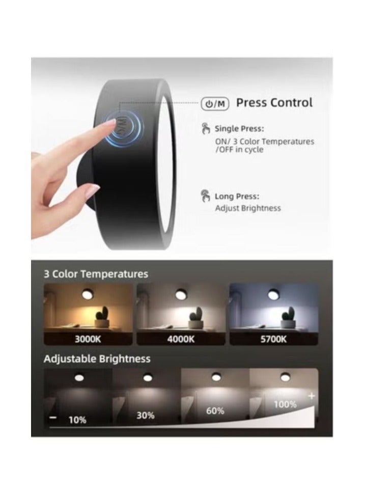 EZVALO LED Wall Mounted Lights, 5500mAh Rechargeable Wall Sconces Lamp, 3 Color Temps & Remote and Touch Control, 360°Rotation Dimmable Cordless Wall Light for Bedroom Reading Study Bedside (3 Pack) - Image 2