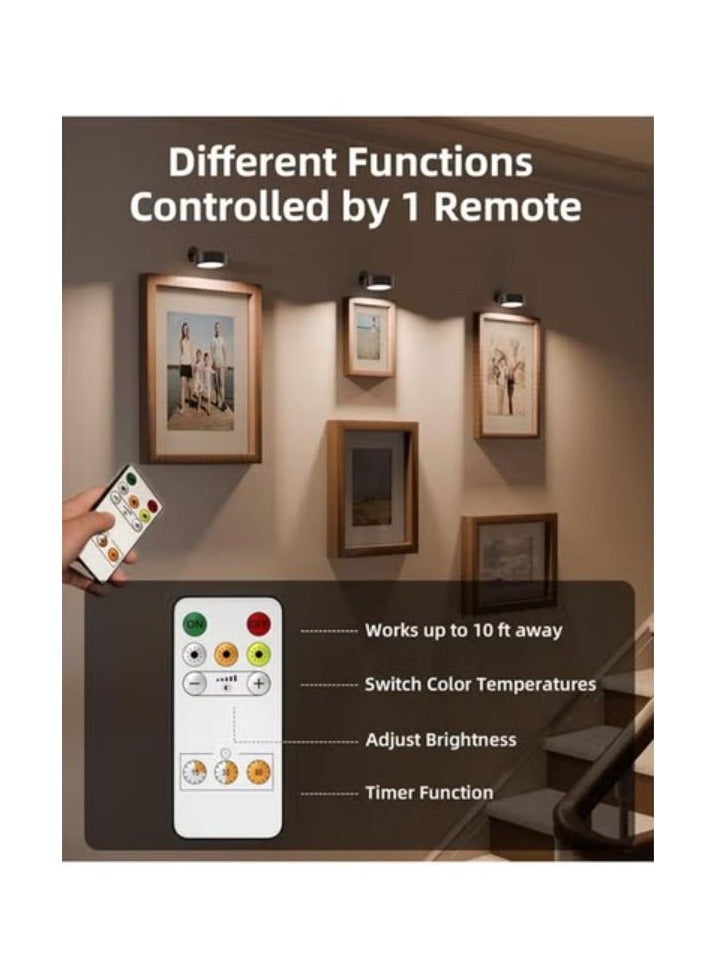 EZVALO LED Wall Mounted Lights, 5500mAh Rechargeable Wall Sconces Lamp, 3 Color Temps & Remote and Touch Control, 360°Rotation Dimmable Cordless Wall Light for Bedroom Reading Study Bedside (3 Pack) - Image 4