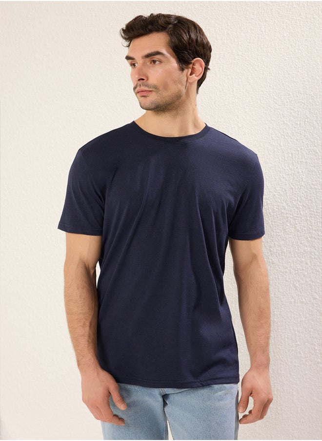 Navy Blue Basic Regular Cut Crew Neck Short Sleeve T-Shirt TMNSS22TS0271 - pzsku/Z6454BFFB31538A839B10Z/45/_/1739718090/fdd0fa82-064b-4a8c-a9a8-ebaf9553b386