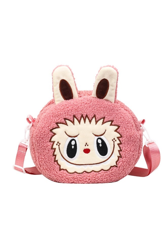 LABUBU New pink LABUBU doll messenger bag handbag plush bag children's decorative bag  - Image 1