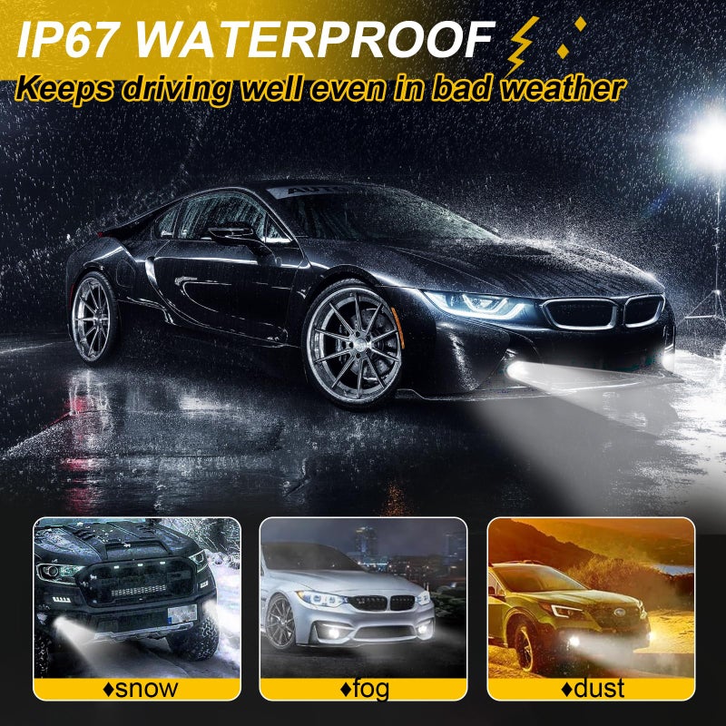 LEDYOTRY H11/H8 LED Fog Light Bulbs or DRL, 4000 Lumens Super Bright 6000K Cool White H16 Fog Light for Cars, Trucks, SUVs, Non-polarity, Play and Plug (Pack of 2) - Image 5