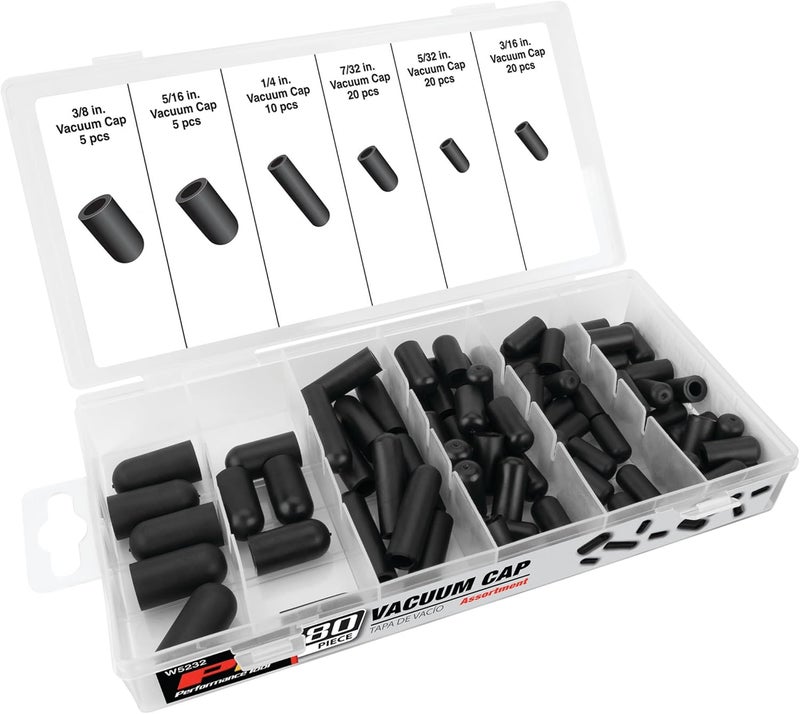 Performance Tool W5232 Vacuum Cap Assortment (80 Piece) , Black - Image 1
