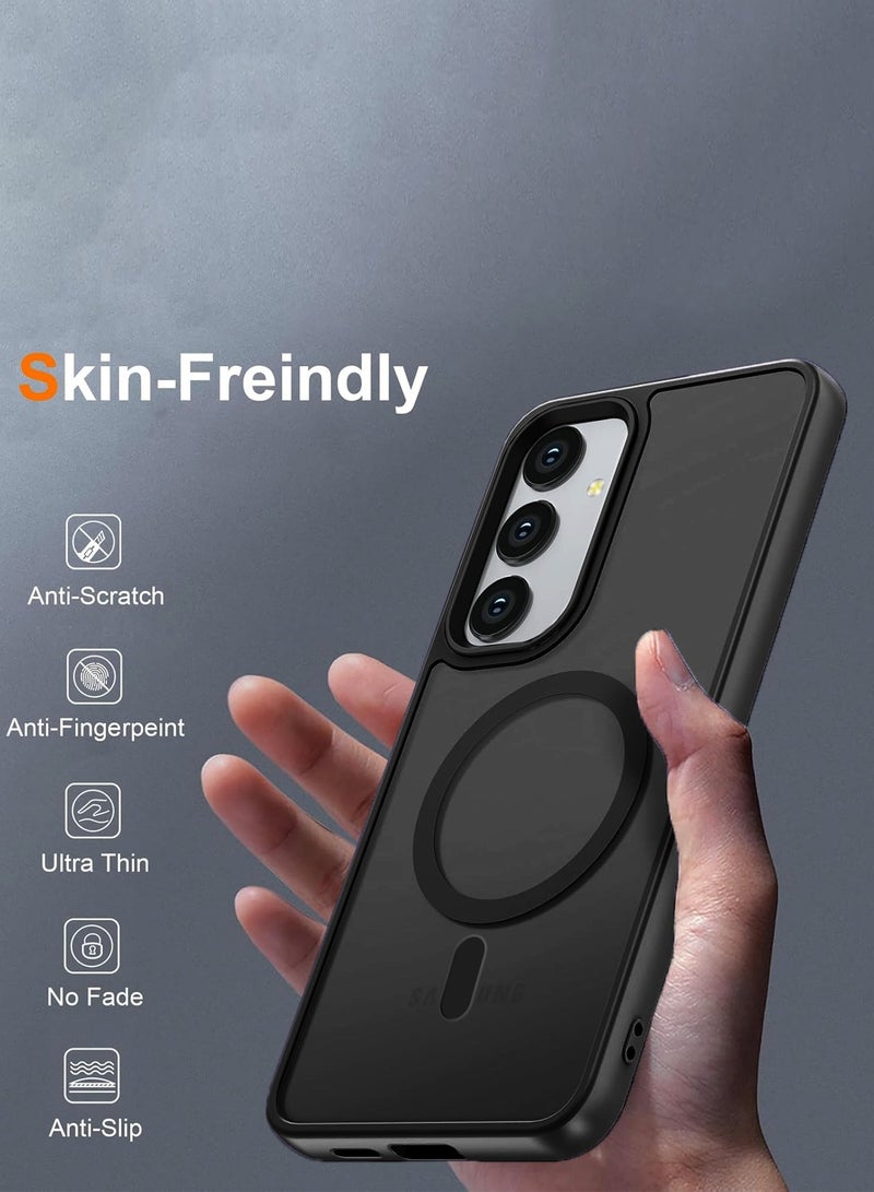 دبليو تيك سامسونج جالاكسي S25 Plus / S25+ 2025 غطاء حافظة مغناطيسي أنيق من السيليكون الصلب - أسود - Image 3