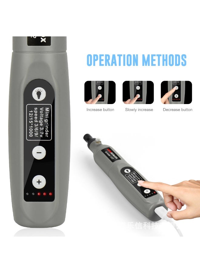 5-speed polishing machine with light mini electric grinding USB charging electric drill utility kit multifunctional grinding tool(Grey) - Image 2