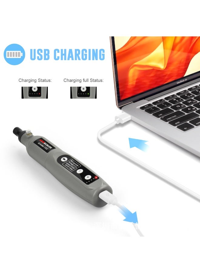 5-speed polishing machine with light mini electric grinding USB charging electric drill utility kit multifunctional grinding tool(Grey) - Image 4