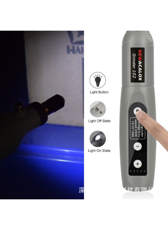 5-speed polishing machine with light mini electric grinding USB charging electric drill utility kit multifunctional grinding tool(Grey) - Image 3