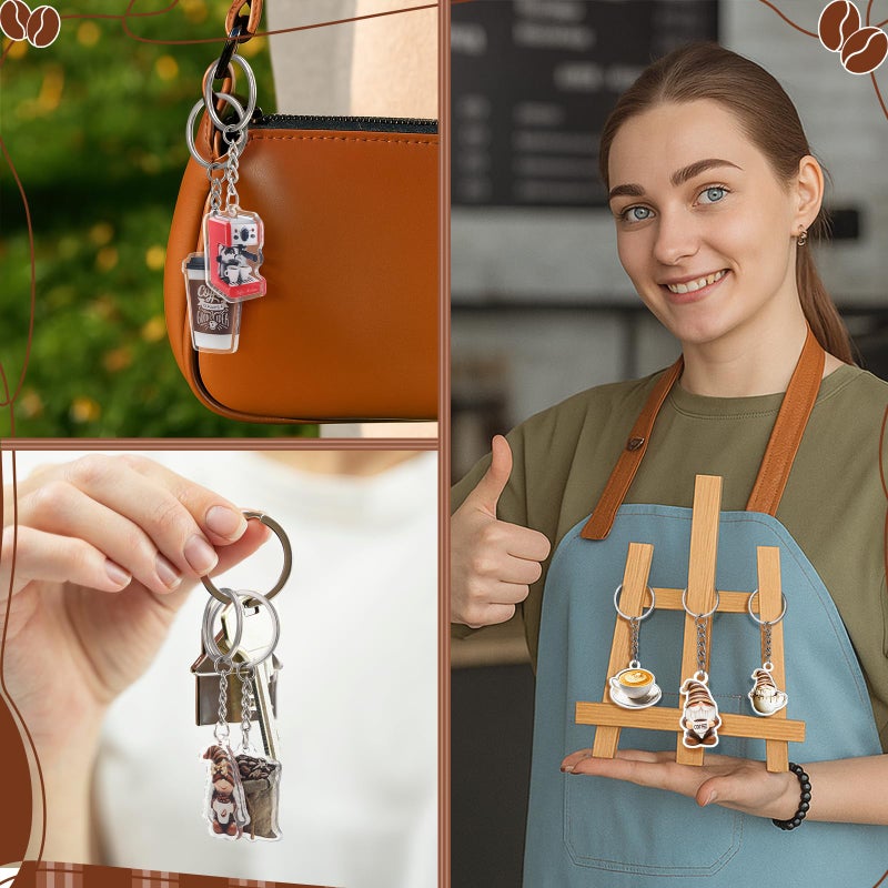 Sureio 50 Pcs Coffee Lover Gifts for Women Men Coffee Keychain Accessories Barista Funny Coworker Gift Kawaii Accessories - Image 4