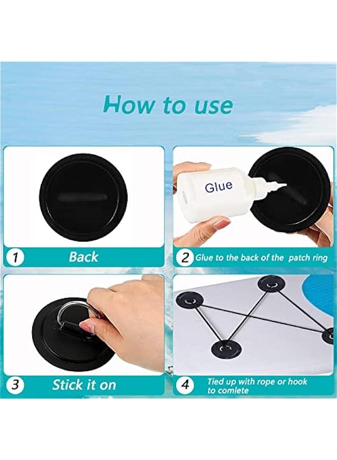 6 Pack 3.15'' Stainless Steel D-Ring Circular Patch for PVC Inflatable Boat Kayak SUP Canoe Deck Surfboard Accessories,NO Glue Include.  - Image 4
