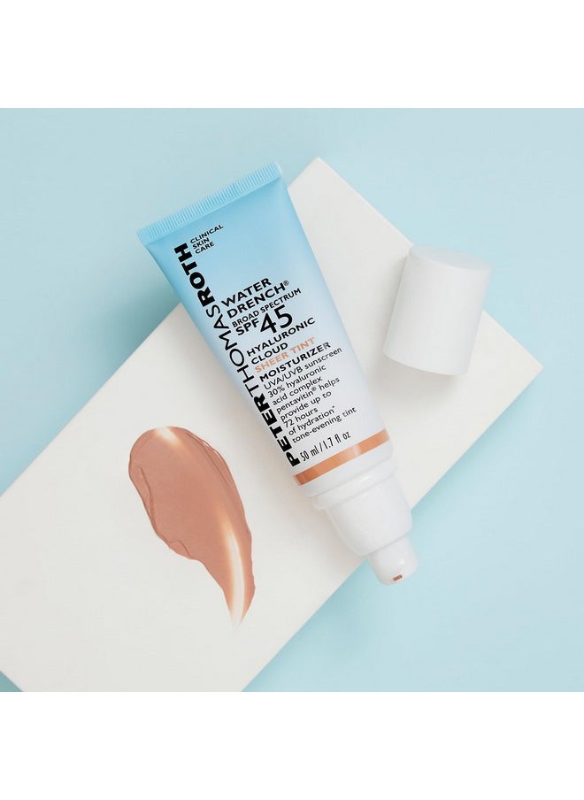 PETER THOMAS ROTH - Water Drench Hyaluronic Cloud Sheer Tint Moisturizer Broad Spectrum Spf 45 Hydrating Tinted Spf Moisturizer Adaptable Sheer Tint For All Skin Tones And Types - Image 1