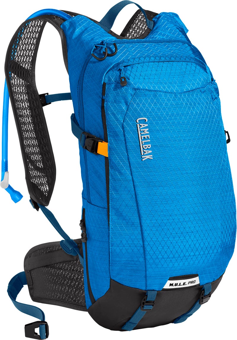 CamelBak M.U.L.E. Pro 14 Bike Hydration Backpack 100oz - Body Mapping Technology, Ibiza Blue/Orange - Image 1