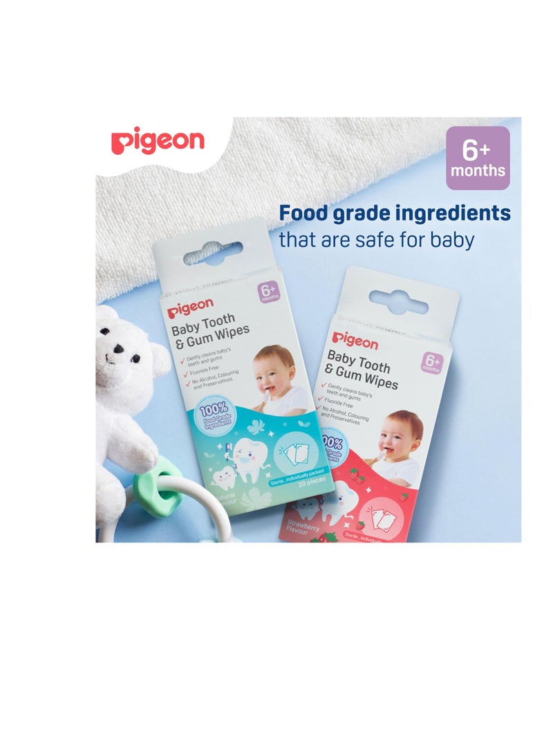 Pigeon, Baby Tooth & Gum Wipes, Natural Flavor, Fluoride Free, No Alcohol, Colouring and Preservatives, Natural Flavor, 20 Pieces - Image 2