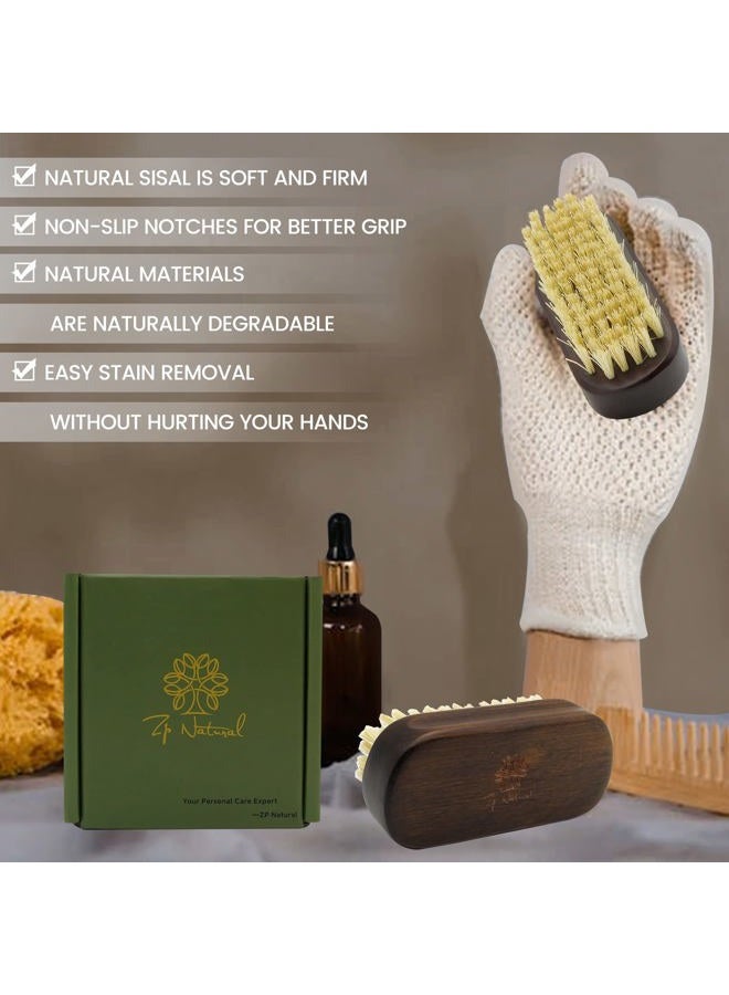 Uppercut Deluxe فرشاة أظافر مزدوجة 2pack لتنظيف الأظافر، فرشاة أظافر خشبية، ألوان عتيقة فرشاة أظافر لتنظيف فرشاة فرك الأظافر شعيرات سيزال طبيعية قابلة للتحلل الحيوي - Image 2