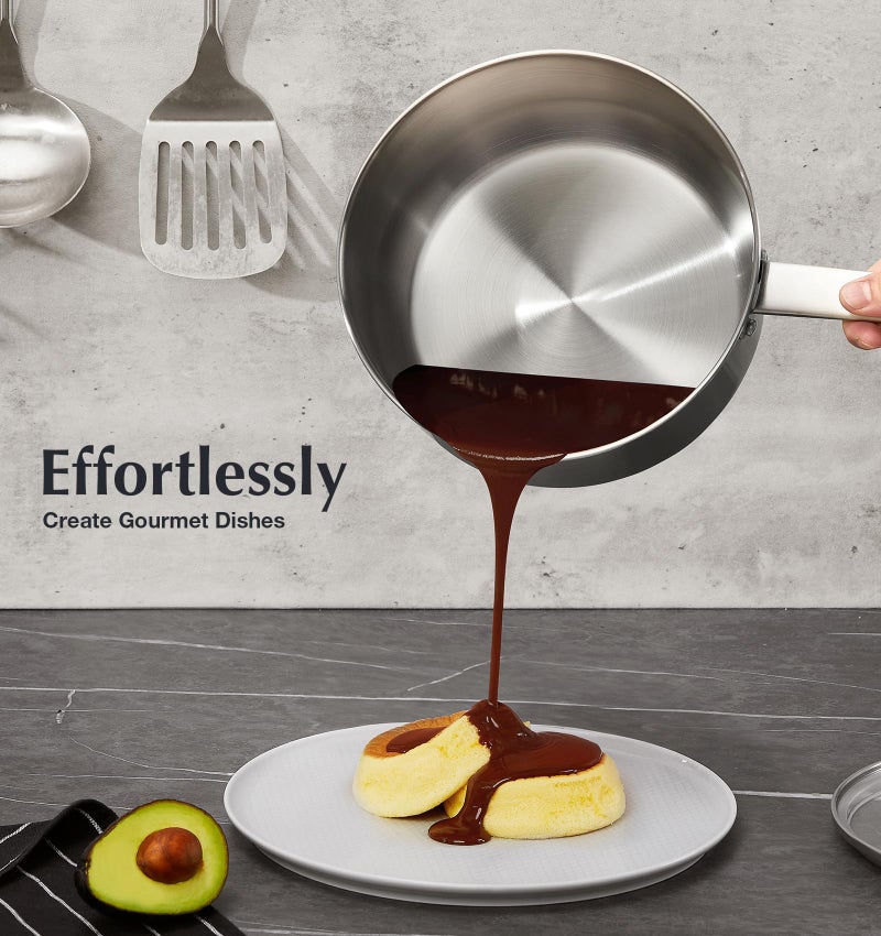 KOCH SYSTEME CS Stainless Steel Saucepan Set, 1QT & 2QT & 3QT Sauce Pan, Premium 18/10 Steel Sauce Pan Set, Induction Saucepans, Stainless Steel Pot Set 6 Piece, Easy to Clean, Oven Safe - Image 2