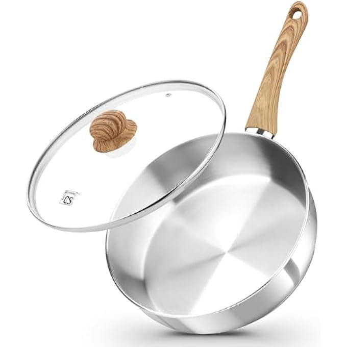 KOCH SYSTEME CS 26Cm Stainless Steel Frying Pan 4 Quart Saute Pan With Lid Deep Frying Pan Large Skillet Cooking Pan With Stay Cool Handle Dishwasher Safe Induction Compatible - Image 1