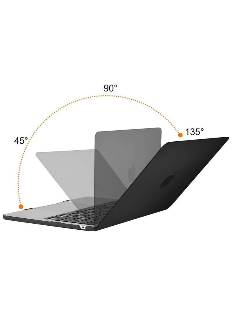 متوافق مع غطاء MacBook Air بحجم 13.6 بوصة إصدارات 2024 2023 2022 M3 A3113 M2 A2681 مع شاشة Liquid Retina و Touch ID، غطاء حماية صلب بلاستيكي باللون الأسود - Image 3