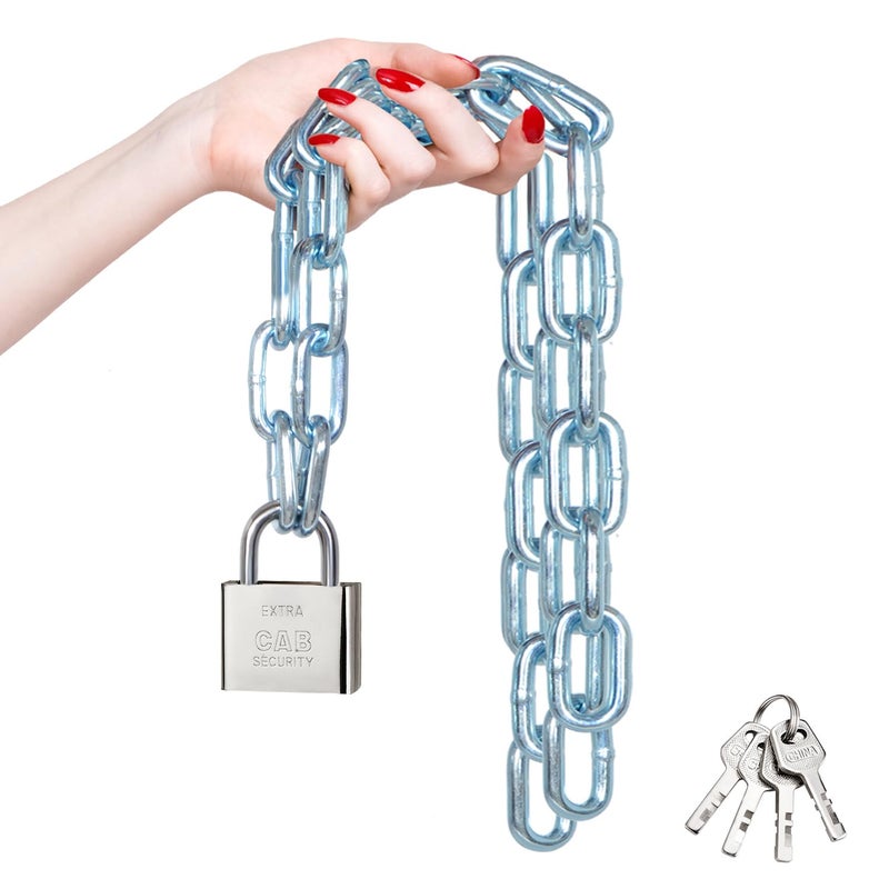 VNAKER Security Chain and Lock - 39 Inch Heavy Duty 8mm Galvanized Anti-Rust and Anti-Theft Chain With Padlock for Bike, Bicycle, Scooter, Motorcycle, Door, Gate, Fence - Image 1