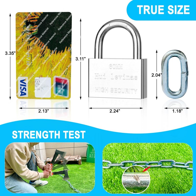 VNAKER Security Chain and Lock - 39 Inch Heavy Duty 8mm Galvanized Anti-Rust and Anti-Theft Chain With Padlock for Bike, Bicycle, Scooter, Motorcycle, Door, Gate, Fence - Image 3