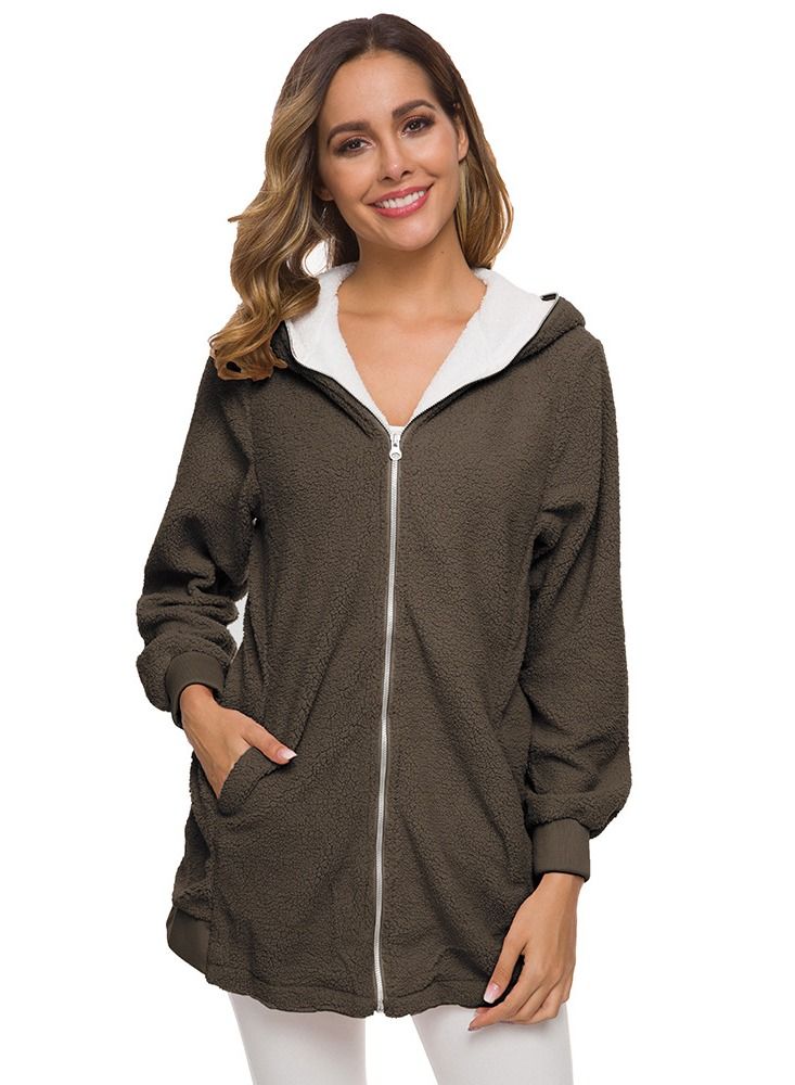 Loquat Solid Loose Cashmere Coat 