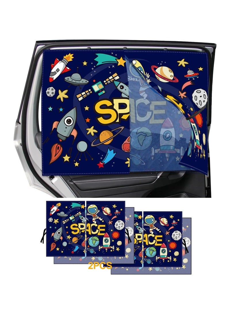 general Baby Car Curtains, 2 Piece Magnetic Double Car Shade for Side Windows, Full and Half Shade Options, Space Car Curtains for Heat/UV Protection - Image 1