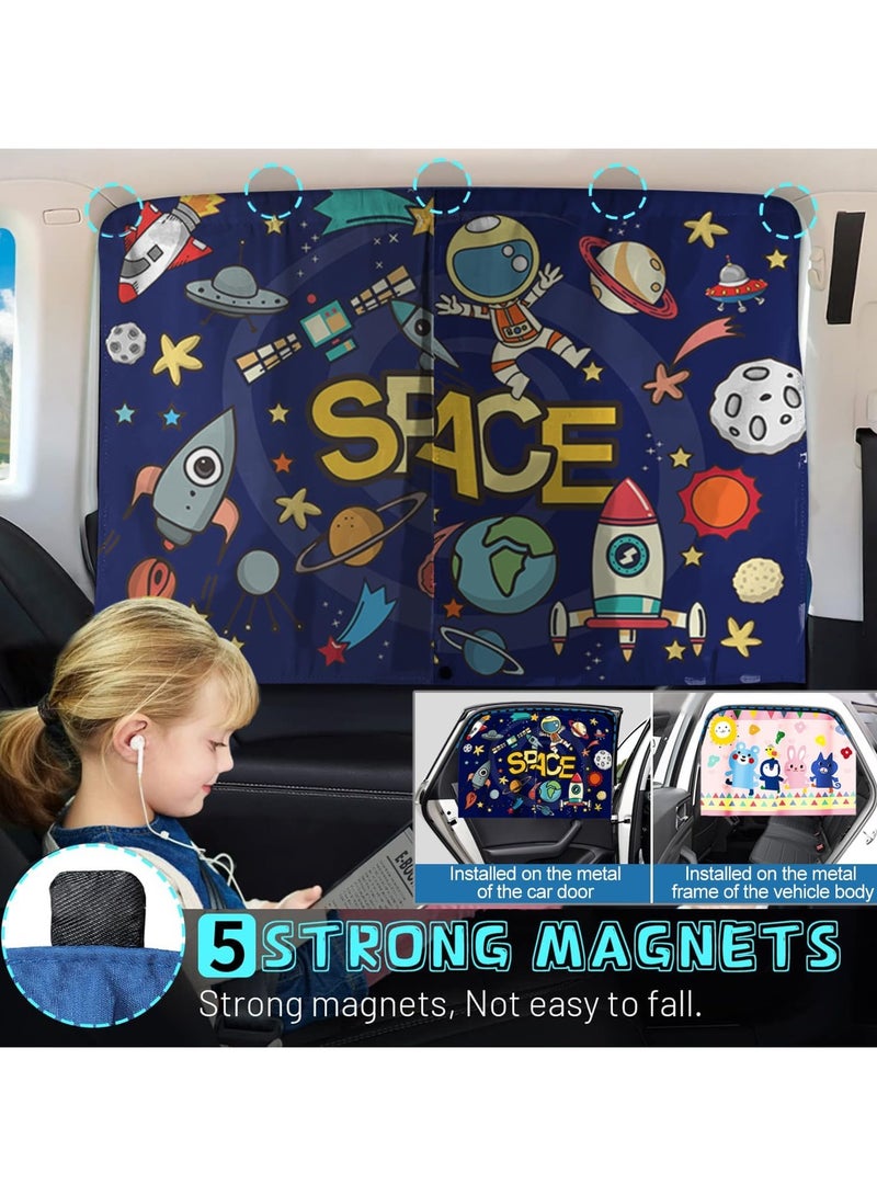 general Baby Car Curtains, 2 Piece Magnetic Double Car Shade for Side Windows, Full and Half Shade Options, Space Car Curtains for Heat/UV Protection - Image 3