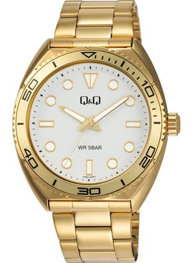 Q&Q Men's Analog Quartz Watch Q09C-004PY, Gold with White Dial - Image 1