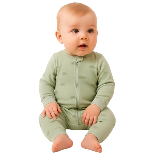 TuddyBuddy 100% Cotton Multi Color Zipper Romper Sleepsuit/Romper/Jumpsuit for Baby (0 Months-3 Months, Tortoise, Olive) - Image 2