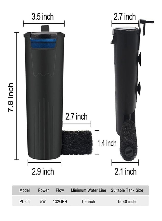 PULACO Aquarium Internal Filter 3 to 20 Gallons, for Turtle Tanks, Reptiles, Amphibians, Frog, Cichlids, Newt or Fish Tank - Image 4