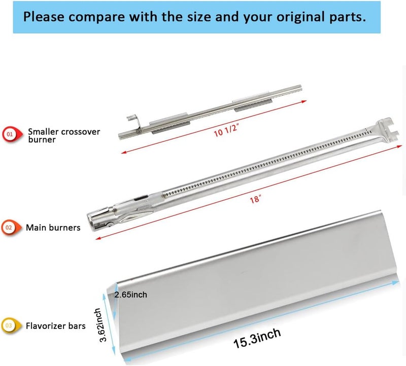 FORYEYC Spirit e210 Grill Replacement Parts for Weber Spirit I & II 200 Spirit E210 E220 S210 S220 GS4 200 with Front Control, 7635 Flavorizer Bars and 69785 67024 Burner for Weber Spirit 2 E210 Grill Parts - Image 2