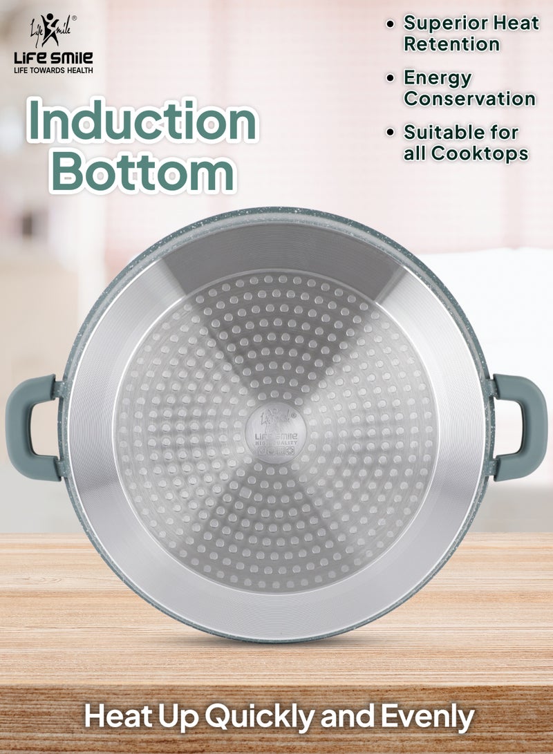 Life Smile 42pcs Nonstick Granite Cookware Set – Premium Non Stick Cookwares, Kitchen Cooking Pots, Soup Pots & Casseroles | Induction Base Pots & Pans Cookware Set | Includes Casseroles (20/24/28/32/36cm), Shallow Pots (32/36/40cm), Fry Pans (20/28cm) with Lids, Canisters & Silicone Kitchen Tools - Image 2