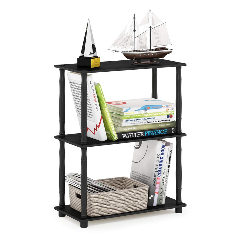 Furinno TurnNTube 3Tier Compact Multipurpose Shelf Display Rack with Classic Tube AmericanoBlack