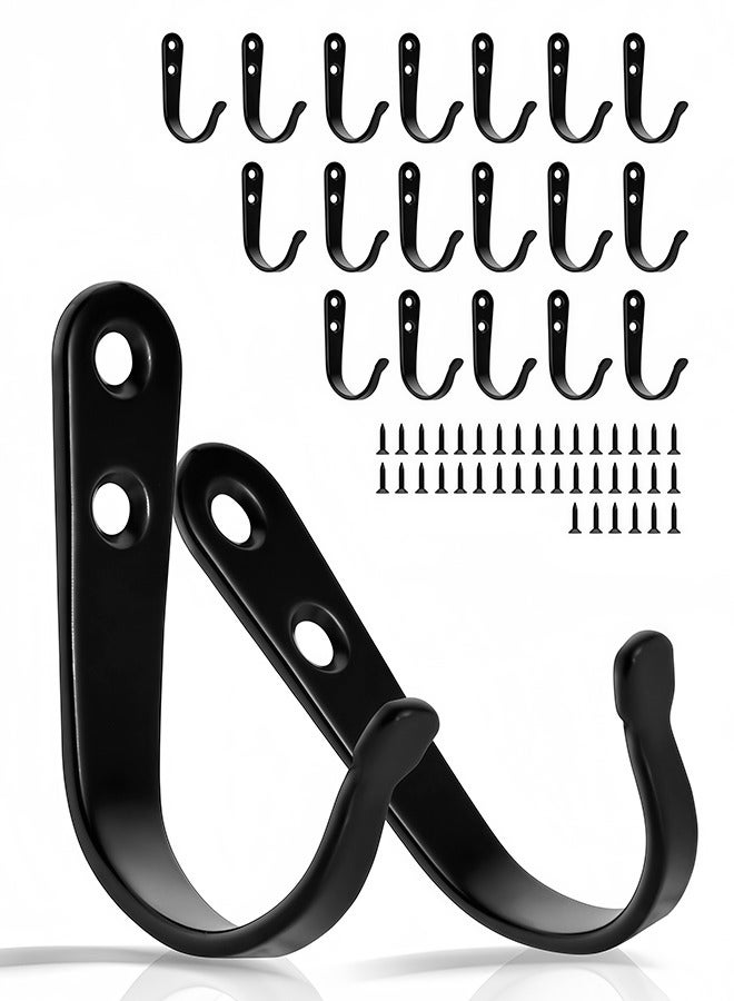 نايزان مجموعة 20 قطعة من خطافات الحائط المعدنية خطافات الحائط خطافات أحادية شديدة التحمل تتضمن 40 برغيًا مثالية لتعليق السترات والمناشف وحقائب الظهر والقبعات ومقاود الكلاب وأكواب القهوة (أسود) - Image 1