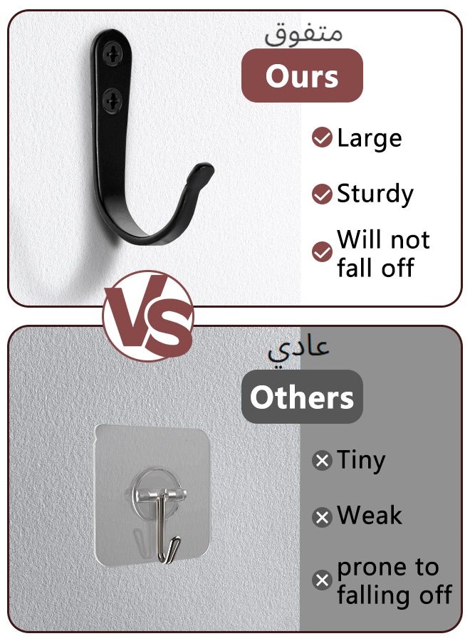 نايزان مجموعة 20 قطعة من خطافات الحائط المعدنية خطافات الحائط خطافات أحادية شديدة التحمل تتضمن 40 برغيًا مثالية لتعليق السترات والمناشف وحقائب الظهر والقبعات ومقاود الكلاب وأكواب القهوة (أسود) - Image 3